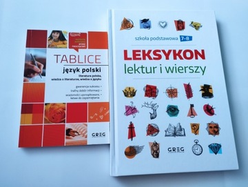 LEKSYKON Lektur i wierszy 7-8 + Tablice łączone polski GREG x2