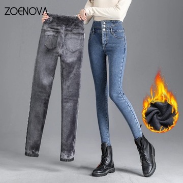 ZOENOVA Warm Y2K Women Jeans Autumn Winter Velvet