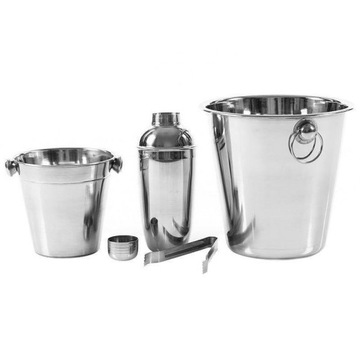 ZESTAW BARMAŃSKI SHAKER COOLER WIADERKO LÓD 4 elementy