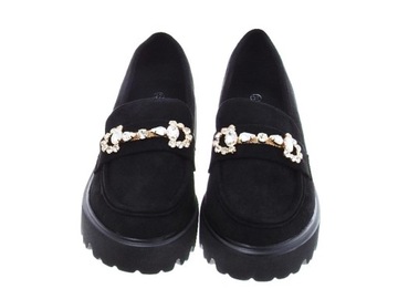 Черные замшевые лоферы, размер 40.