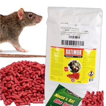 TRUTKA TRUCIZNA NA SZCZURY MYSZY LEP GRANULAT BROMADIOLON RATIMOR 10 kg