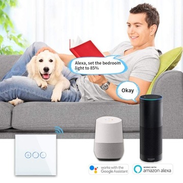 ВЫКЛЮЧАТЕЛЬ СВЕТА ДИММЕР LED СТЕКЛО СЕНСОРНЫЙ WIFI БЕЛЫЙ