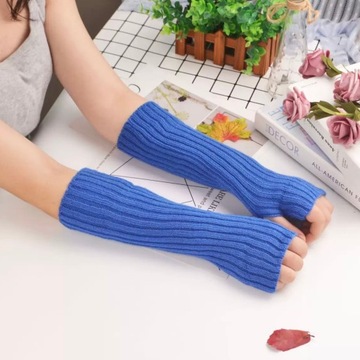 Women Knitted Arm Warmers Gloves Soft Wool Arm Sleeve Long Fingerless