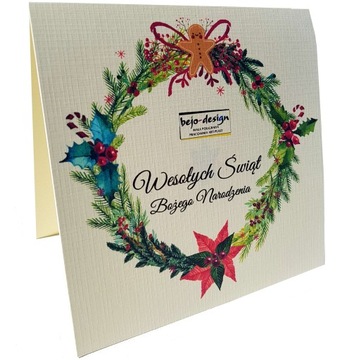 FIRMOWE BIZNESOWE KARTKI ŚWIĄTECZNE Boże Narodzenie KWADRATOWE + LOGO + KOP