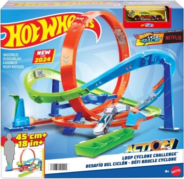 HOT WHEELS ACTION LET'S RACE набір треків закручені TORNADO петель + 1 машинка