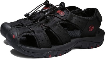 Męskie czarne sandały, outdoorowe buty, przewiewne, r46