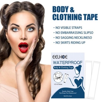 ЛЕНТА ДВУХСТОРОННЯ ОДЕЖДНАЯ ПРОЧНЫЕ ПРОЗРАЧНЫЕ ЗАПЛАТЫ ДЛЯ КОЖИ ТЕЛА 80 ШТ.