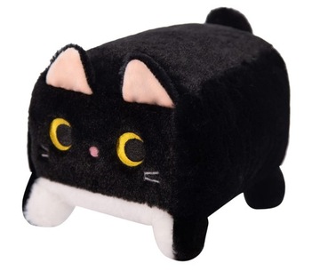 MASKOTKA *KWADRATOWY KOTEK* 45 CM CZARNY KOT PLUSZOWY PODUSZKA PUFKA PUFA