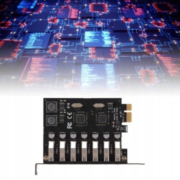 КАРТА РАСШИРЕНИЯ 7 ПОРТОВ USB 3.0 СО СЛОТОМ PCI-EX1 X4 X8 X16 5GBPS 12X12MM