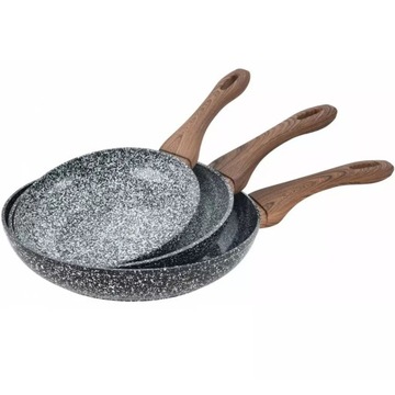 PATELNIE ZESTAW 3 PATELNI ALUMINIUM SZARY MARMUREK Ø20/24/28cm