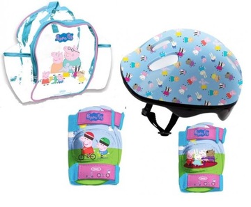 PEPPA PIG ZESTAW KASK 4 OCHRANIACZE ROWER PLECAK