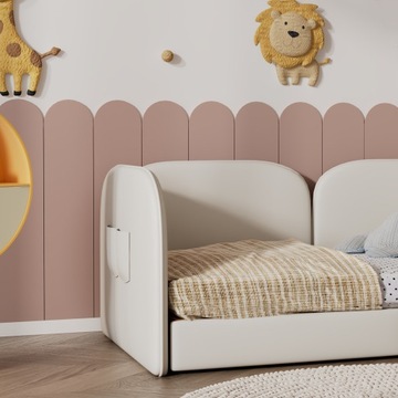 Кровать с мягкой обивкой, детская кровать бархат, бежевый, диван-кровать 90х200 см.