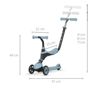 Самокат детский 3в1, товар GROW UP, сиденье Sema Qplay Blue