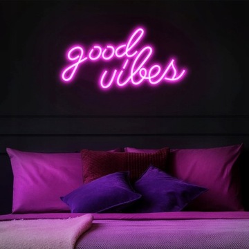 Неоновая светодиодная надпись GOOD VIBES LED неоновая вывеска на стену, подарок