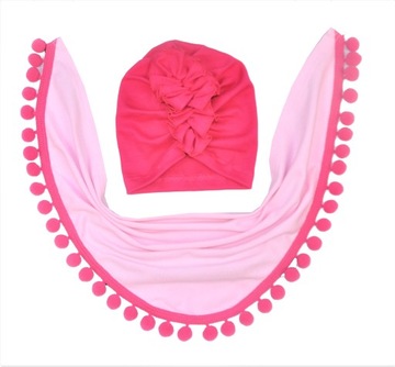 KOMPLET WIOSNA-JESIEŃ CZAPKA TURBAN CHUSTA r.48-50