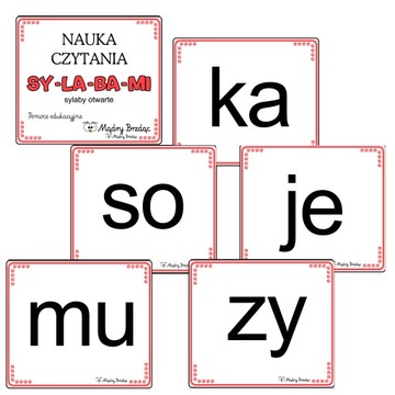 * SYLABY OTWARTE małe drukowane * 161 kart + ALFABET * czytanie sylabami *