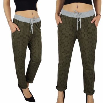 WYGODNE - SPODNIE - DRESOWE - KWIATY - Plus - Size