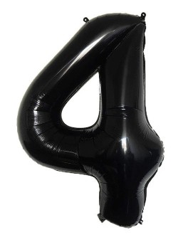 BALON FOLIOWY CYFERKA CYFRA 4 CZARNA GIGANT 80CM