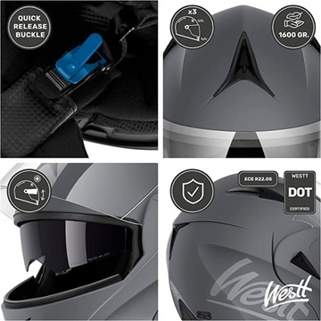 Westt Motorradhelm Herren Damen Integralhelm Klapphelm Flip-up Motorrad Jet