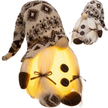 Серый стоящий гном со светодиодом 20354