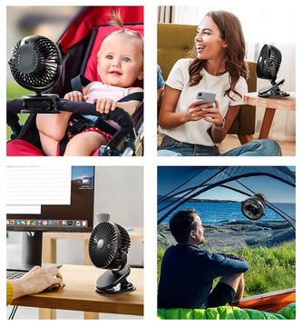 Беспроводной зажим для вентилятора Автомобильный поворотный вентилятор Автомобильный мощный USB