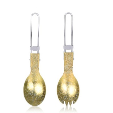 Ti1028T Gold Spork Titanium Camping Tableware Prze