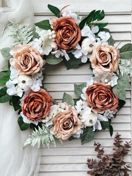 Осенний цветочный венок на дверь головной убор венок из розовые тыквы