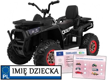 duży QUAD ATV Desert DLA DZIECI napęd 4x4 prawo jazdy TABLICA Z IMIENIEM