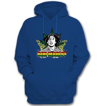 Bluza męska kaptur BOB MARLEY-005 niebieska r.XS