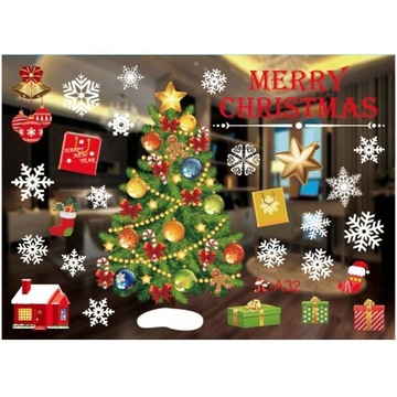 NAKLEJKI NA OKNO ŚWIĄTECZNE SZYBĘ OZDOBY ŚWIĘTA BOŻE NARODZENIE