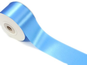 WSTĄŻKA 60mm SATYNOWA tasiemka niebieska BŁĘKITNA odcinek 4m