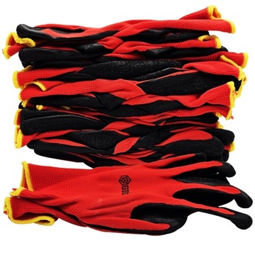 RĘKAWICZKI ROBOCZE RĘKAWICE OGRODOWE CZERWONE ROZMIAR r9 Opakowanie 10par