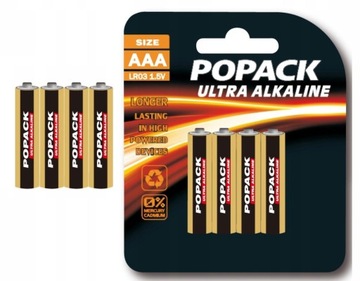 BATERIE ALKAICZNE POPACK ULTRA ALKALINE R3 1.5V AAA - Zestaw 4 sztuk