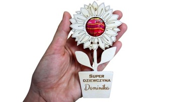 Kwiatek na lizak prezent Dzień Kobiet DUŻY grawer