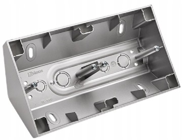 SIMON 54 Puszka natynkowa narożna podwójna srebrna