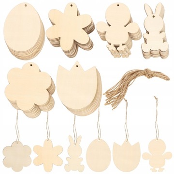 60pcs Easter Party Wood Chips Decors Wooden