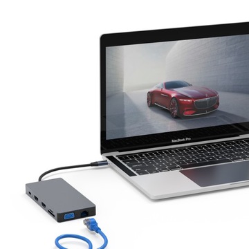 Адаптер, концентратор, док-станция 12 в 1 USB-C TB HDMI 4K USB RJ45 VGA SD JACK