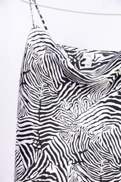 River Island bluzka top satynowy 40 L 12 lejący dekolt zebra