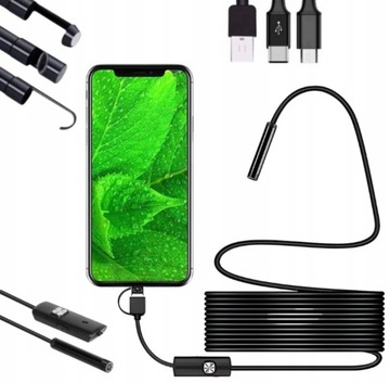 KAMERA ENDOSKOPOWA INSPEKCYJNA 5M LED USB 3 W 1 DO SILNIKA TELEFONU PC HD