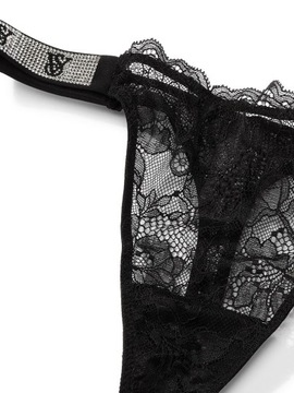 Stringi Victoria's Secret koronkowe z błyszczącymi cyrkoniami i logo S