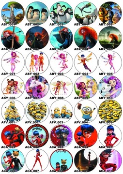 Opłatek na tort waflowy Kopciuszek różne wzory do wyboru 20 cm bardzo gruby