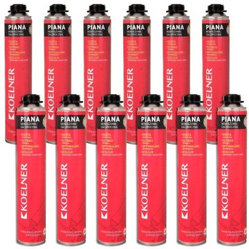 12x Piana pianka montażowa niskoprężna Koelner RPP-45-K 750 ml całoroczna