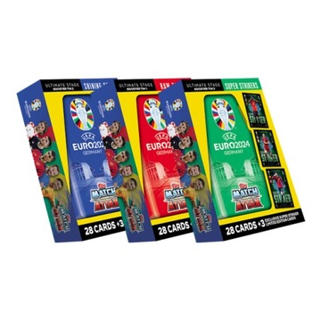 КОРОБКА КАРТ TOPPS MATCH ATTAX ЕВРО-2024, 28 КАРТ +3 КАРТЫ LIMITED