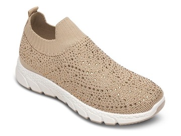 BUTY SPORTOWE Z CYRKONIAMI BEŻOWE 39