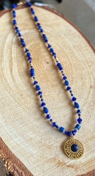 Naszyjnik handmade Słońce Lapis lazuli