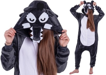 WILK PIŻAMA Kigurumi Onesie Przebranie Kombinezon Damski Męski S 146-154 cm