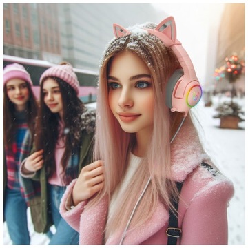 ONIKUMA K9 ИГРОВЫЕ НАУШНИКИ МИКРОФОН КОШАЧЬИ УШИ CAT RGB USB