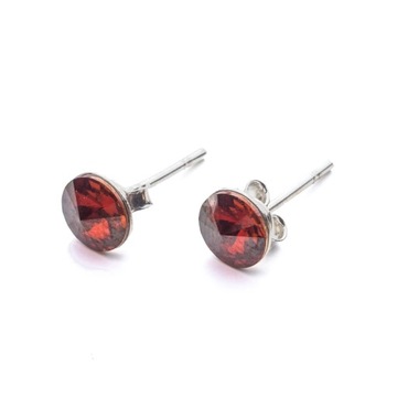 Srebrne Kolczyki 925 z kr. Swarovski Rivoli 6 REDM