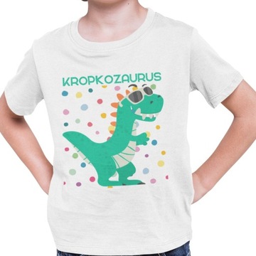 KOSZULKA DZIECIĘCA NA DZIEŃ KROPKI DO PRZEDSZKOLA SZKOŁY 140 DINOZAUR
