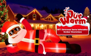 Рождественские надувные лодки 10 футов/3 м, черные уличные украшения Санта-Клауса, водонепроницаемые